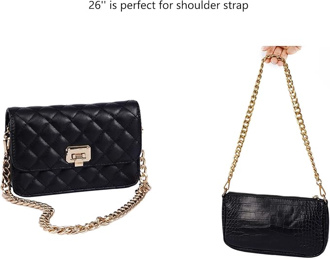 Xiazw Medium Size Fabulous Metal Shoulder Crossbody Purse Strap Replacement Bag Chain Accessories (26'', Black)
