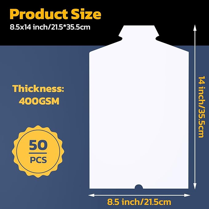 Svaldo White Shirt Cardboard Inserts, 8.5x14 inch, Pack of 25, T Shirt Folder Board for Clothes Folding, Paper Shirt Form Inserts for T Shirt Display, DIY Painting, Packaging, Shipping, Storage