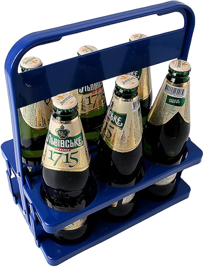 Portable Drink Carrier,Reusable Blue Beer Bottle Coffee Cup Holder,Beer Bottle Drink Caddy for Delivery,6 Holes Cup Holders with Handle for Catering Restaurant Travel Car