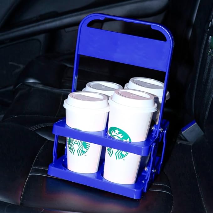 musbus Reusable Drink Carrier with Handle for Delivery Drivers, Portable Cup/Coffee Holder Accessories for Delivery, Foldable Drinks Caddy with Tray, Car Durable Plastic Festive Bottle, Vacation