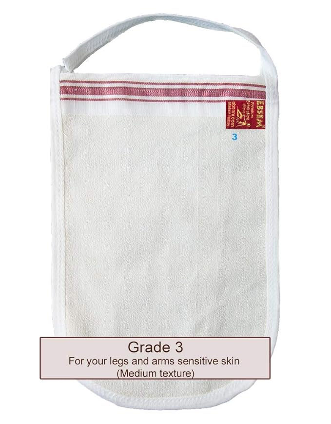 Turkish Bath Hamam Hammam Spa Exfoliator Peeling Glove Kese Mitt Exfoliating Gloves for face, body, arms, legs,feet (Grd 3 for your legs & arms sensitive skin (Mediu)