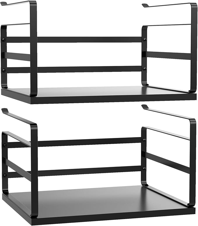 PEKGRIL 2 Pack Large Under Shelf Basket, Black Undershelf Storage Basket, Heavy Duty Slide-in Hanging Storage Basket, Metal Under Cabinet Organizer for Kitchen, Pantry, Desk, Bookshelf, Cabinet
