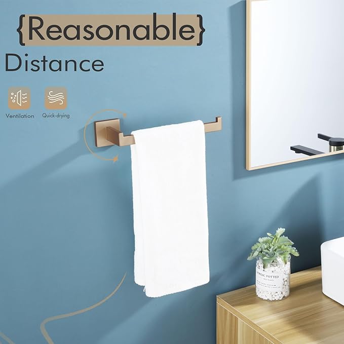 KOKOSIRI Towel Bar for Bathroom Wall Mount 9'' Hand Towel Holder T-304 Stainless Steel Bath Kitchen Accessories, Champagne Bronze B3003CPG