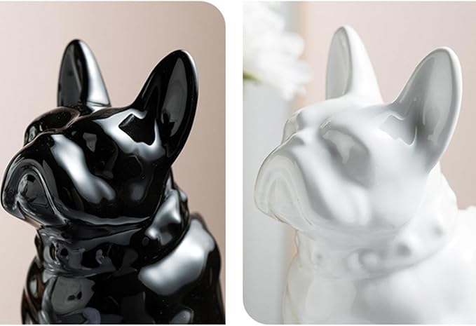 Shar Pei Dog Toilet Brush Holder - White Ceramic Bathroom Decor with Durable Brush, Giftable Foam Packaging