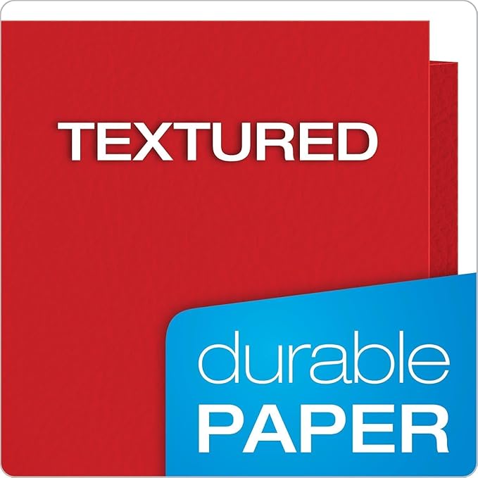Oxford Two Pocket Folders, Textured Paper, Assorted Colors (Blue, Red, Yellow, Orange, Green), For School, Home, and Office, Letter Size, 25 Per Box (57513EE)
