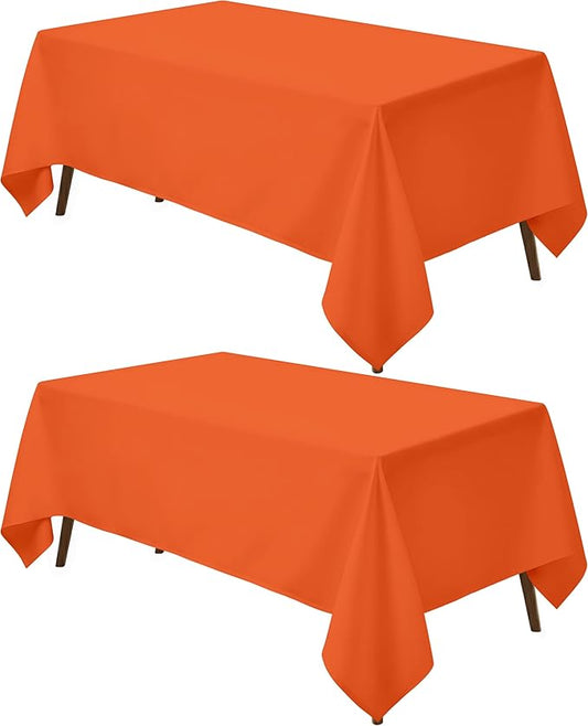 Utopia Kitchen Rectangle Table Cloth 2 Pack(60x102 Inches, Orange), Tablecloth Machine Washable, Polyester Table Cover for Dining, Buffet Parties, Picnics, Events, Weddings and Restaurants
