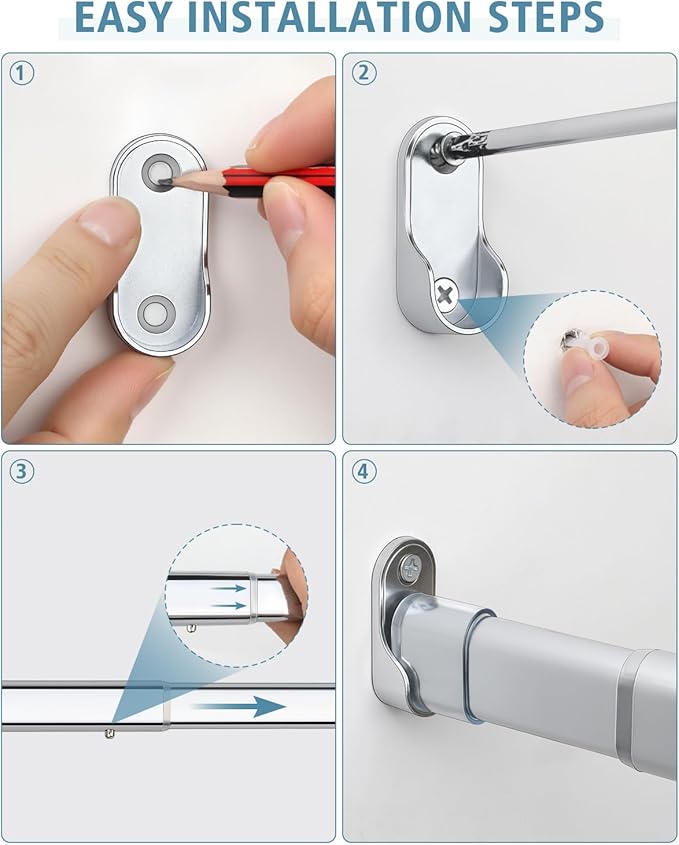 Heavy Duty Oval Closet Rod for Hanging Clothes, 17.7-29.5 Inch Adjustable Closet Rods, Premium Chrome