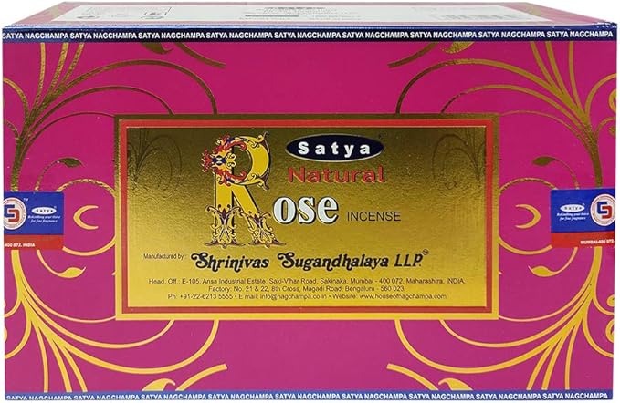 Natural Rose Incense Sticks and Incense Stick Holder Bundle Insence Satya