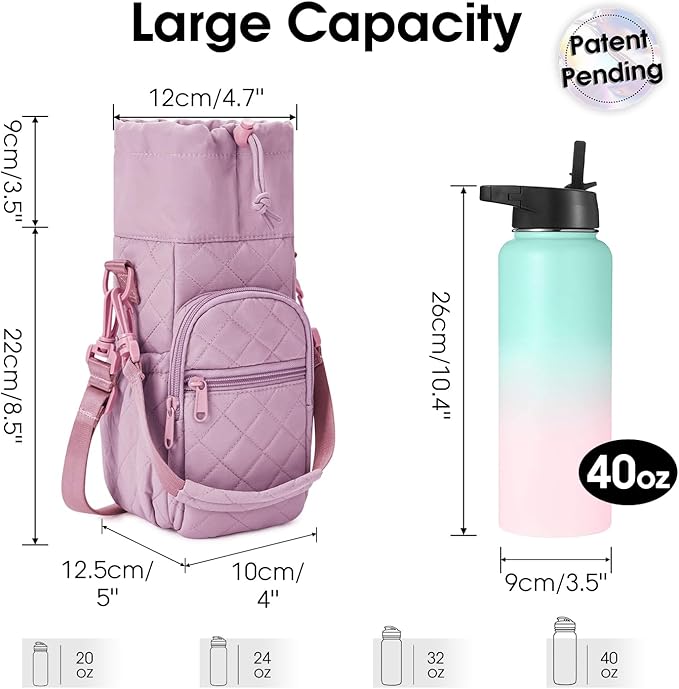 sportsnew Water Bottle Holder with Strap 32oz 40oz Insulated Water Bottle Carrier Sling Bag with Phone Pocket Crossbody