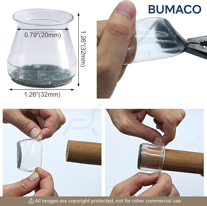 BUMACO 40Pcs Chair Leg Floor Protectors Chair Leg Protectors for Hardwood Floors Silicone Pads Covers to Protect Floors Clear Universal S (15/16" to 1-5/16")