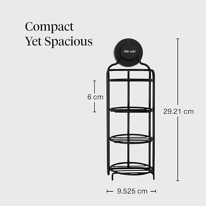 Kitsch Shower Caddy Hanging with Suction Cup – Self-Draining Shampoo Bar Holder & Shower Shelves for Conditioner Bars & Soap – Rust Proof Bathroom Caddy, and Wall Mount or Free-Standing Organizer