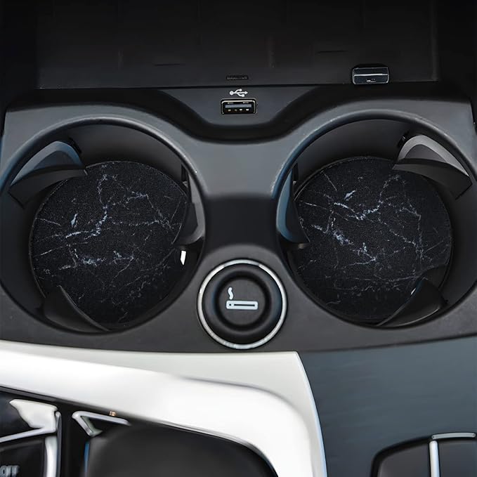 Moly Magnolia 2 Pack Car Coasters for Drinks Absorbent - 2.75 Inch Cute Car Cup Holder Coasters for Women, Removable Cup Holder Coaster for Women Girls, Car Interior Accessories (Style D)