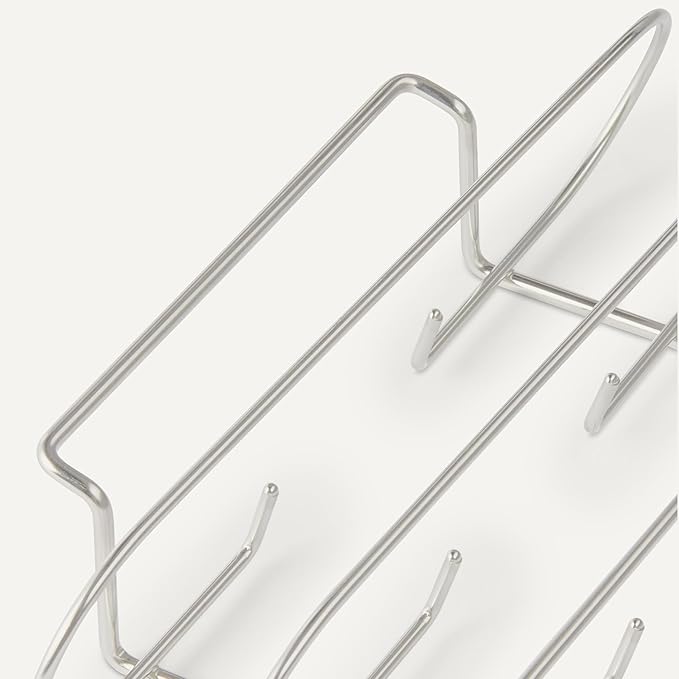 Amazon Basics Stainless Steel Rib Rack for Smoking and Grilling, Holds up to 4 Full Racks, Dishwasher-Safe BBQ Accessory, Silver, 1-Pack
