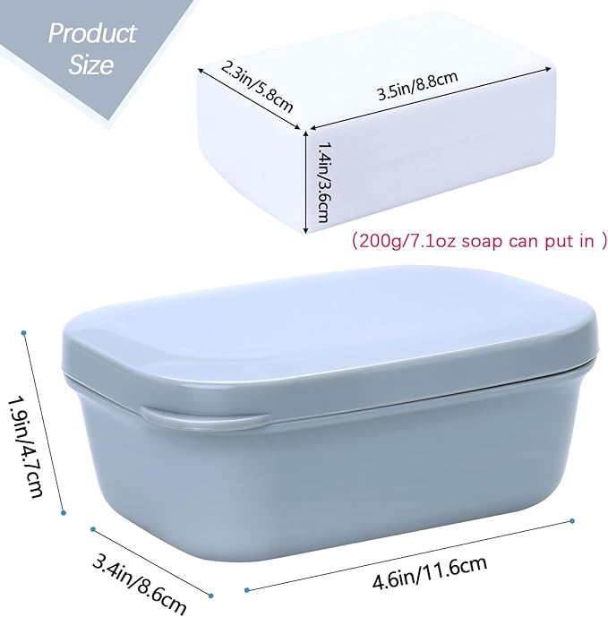1 Pack Soap Travel Container Portable Soap Case Leakproof Soap Box Soap Saver Dish with Cover Plastic Soap Bar Holder for Camping Outdoor Bathroom Shower Gym Hiking Traveling(Gray)