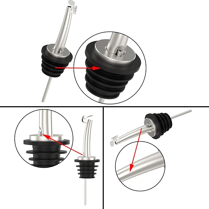 Axe Sickle 2 Pcs Oil Spout Liquor Bottle Pourer Spouts Stainless Steel Speed Pour Spouts Olive Oil Dispenser Spout for About 3/4" Bottle Mouth, with Flip Top