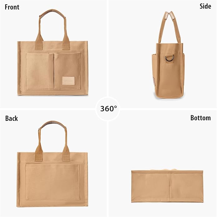 Women's Canvas Tote Bag, Crossbody Work Purse with Pockets, Top Handle Handbag Satchel Bags for Travel, Nurse, Teacher