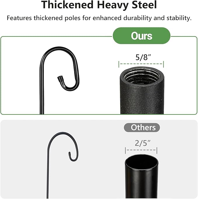 Pvifvi Shepherds Hooks for Outdoor Heavy Duty, 92 Inch Adjustable Bird Feeder Pole with 5 Prong Base, Hummingbird Feeder Stand and Plant Hanger for Garden, Lanterns & Wind Chimes