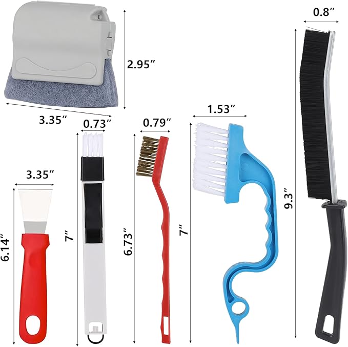 Window Cleaner Set, 17Pcs Window Door Tracks Groove Crevice Cleaning Brushes Tools for Sliding Glass Doors, Air Conditioner
