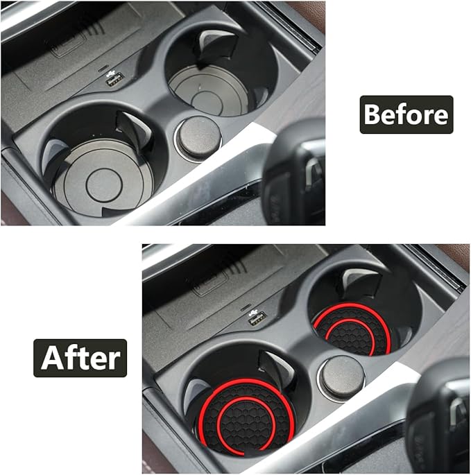 Car Cup Coaster Universal Automotive Waterproof Non-Slip Cup Holders Sift-Proof Spill Holder Car Interior Accessories 4 Pack Black & Red