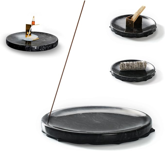 7.1-Inch Marble Incense Holder, Long Incense Holder for Sticks, Large Incense Sticks Holder for Meditation Yoga SPA, Incense Burne for Palo Santo/Sage/Cone/(Black)