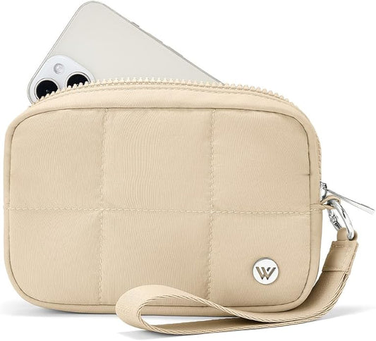 WESTBRONCO Puffer Wristlet Wallets for Women RFID Nylon Wallet with Zipper Quilted Purse for Travel Credit Card Holder Phone