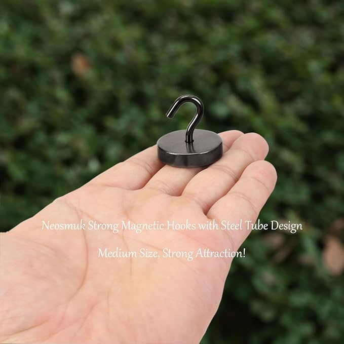 Neosmuk Magnetic Hooks, Cruise Ship Essentials, 100lb+ Heavy Duty Magnetic Hooks for Cruise Cabins, Refrigerator, Grill, Hanging, and Travel | Extra Strong Must-Haves Magnet Hook,Gunmetal,Pack of 20