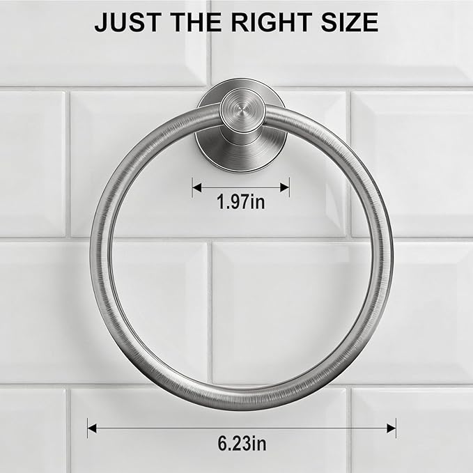 SetSail Towel Holder for Bathroom Wall, Silver Towel Ring, Stainless Steel Hand Towel Holder, Heavy Duty Towel Hanger for Bath and Kitchen, Drill Hole Installation