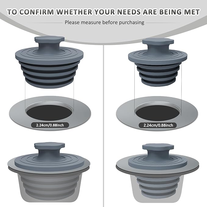 Bathtub Drain Stopper - 2 Pack Universal Shower Drain Cover & Sink Strainer, Tub Stopper Bathtub Drain for Bathroom, Tub, and Shower Drain - Easy Install Shower Drain (Dark Gary)