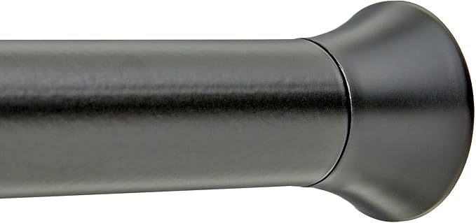 Amazon Basics No Drilling Spring Tension Curtain Rod, Adjustable 78-108" Width, Classic Finial, Black