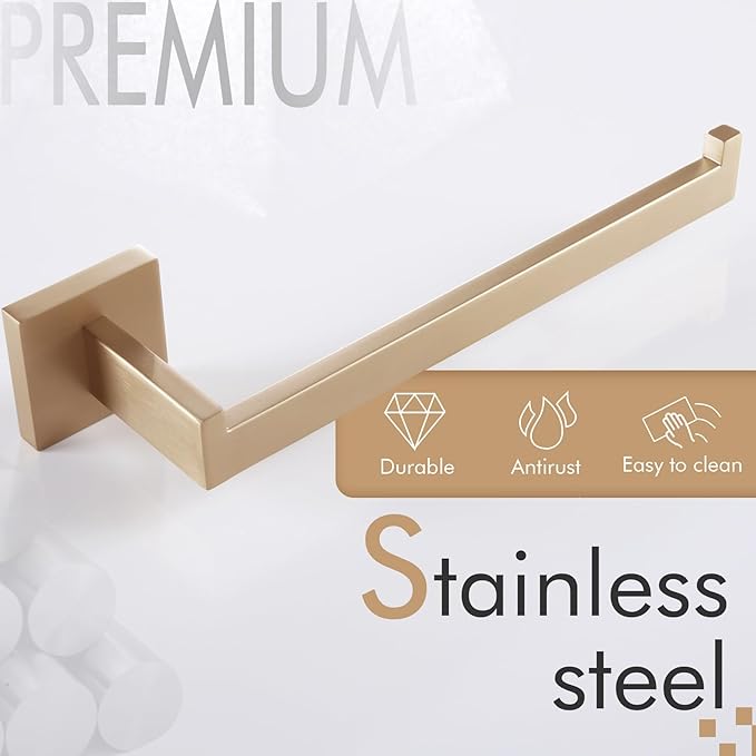 KOKOSIRI Towel Bar for Bathroom Wall Mount 9'' Hand Towel Holder T-304 Stainless Steel Bath Kitchen Accessories, Champagne Bronze B3003CPG