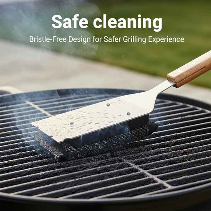 BBQ Grill Brush with Scraper, 5 Replacement Heads, 16.7in Safe Wire Grill Brush,Cleaning Brush Grill Grate Cleaner for Outdoor Grills