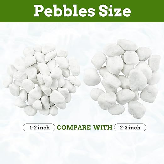 White Rocks for Landscaping, 40 lbs Large River Rocks for Garden, 2-3 Inch Pebbles for Indoor Plants, Decorative White Stones Ideal for Fish Tank, Vases, Crafting, Home Decor