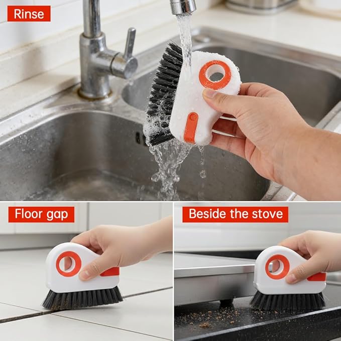 2Pcs Window Track Cleaner with Hard Bristle Brush & Scraper, 2-in-1 Groove Cleaning Tool for Sliding Door Tracks, Window Sills, and Seal Crevices