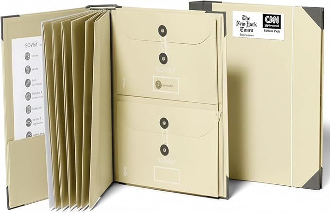 The Folio® Important Document Organizer by Savor |Binder with Guided Labels, Acid-Free File Folder with 10 Pockets for Home, Legal, Medical Papers | Mother’s Day Gift for Moms, Records Storage (Slate)
