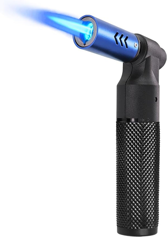 Luxgaze Butane Torch Kitchen Torch Lighter Refillable Big Jet Flame Mini Blow Torch Portable Crème Brulee Torch for Camping Grill Culinary Soldering Cooking Welding BBQ(Gas not Included) Blue