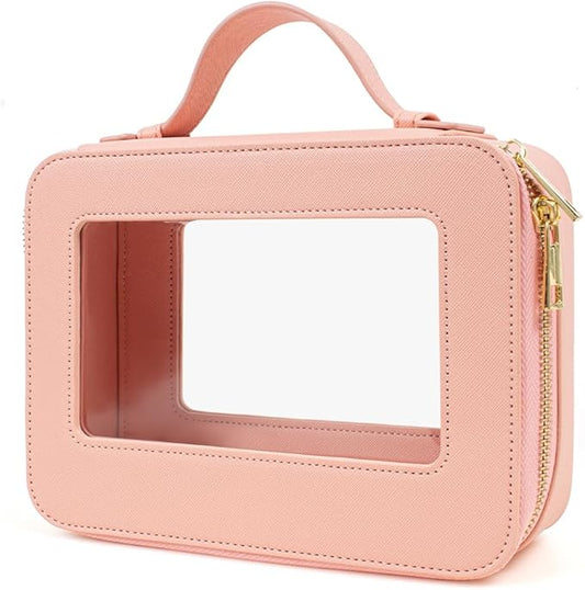 Clear Makeup Bag, Travel Cosmetic Organizer Case Waterproof Skincare Toiletry Bag with Zipper Portable Make Up Pouch Compact Car Organizer Bag for Essentials