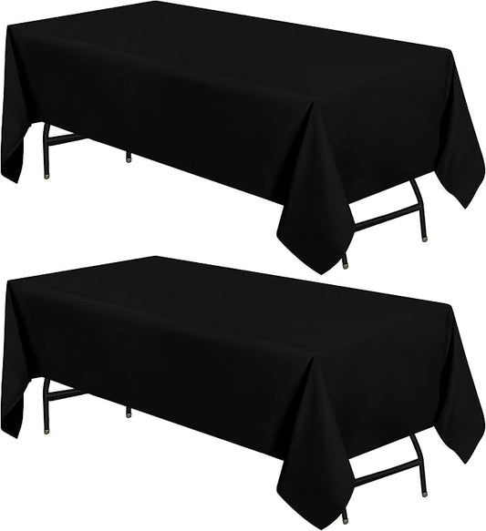 Utopia Kitchen Rectangle Table Cloth 2 Pack(60x120 Inches, Black), Tablecloth Machine Washable, Polyester Table Cover for Dining, Buffet Parties, Picnics, Events, Weddings and Restaurants