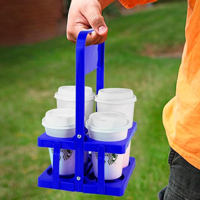 musbus Reusable Drink Carrier with Handle for Delivery Drivers, Portable Cup/Coffee Holder Accessories for Delivery, Foldable Drinks Caddy with Tray, Car Durable Plastic Festive Bottle, Vacation