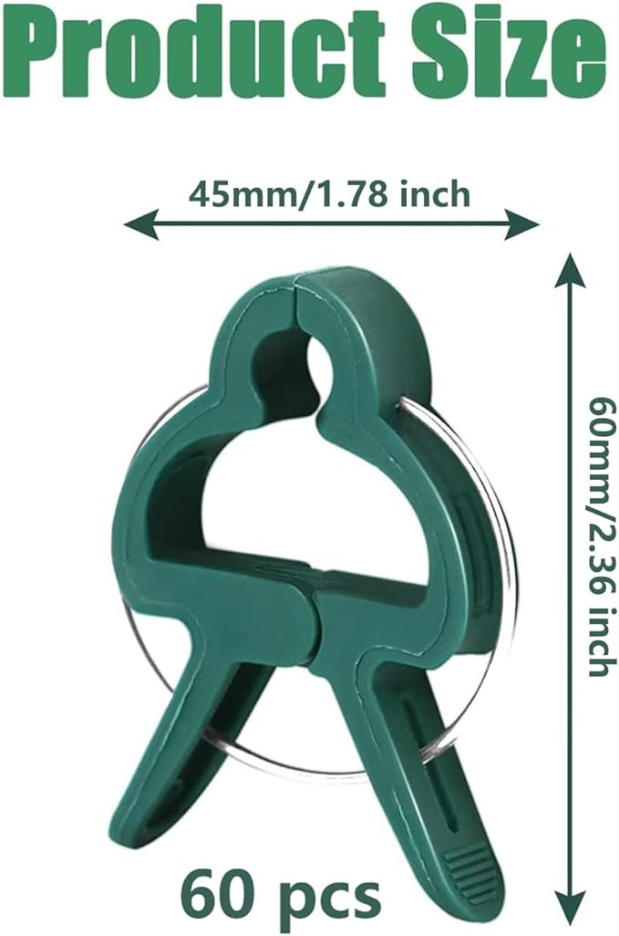 URANT 60 Garden Plant Clips,Plant Support Clips Hold Plant Stems, for Multi-Purpose Plants Rattan Clip Rose, Sturdy Cucumber Orchid Clip Plant Support Adjustable Clip Green (Large 60Pcs), DHYWJ-01