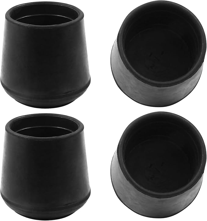 4Pcs 1-1/2 Inch (38mm) Chair Leg Tips Caps, Round Rubber Non-Slip Folding Chair Leg End Caps Black Furniture Table Feet Caps Floor Protector Cover for Hardwood Floors
