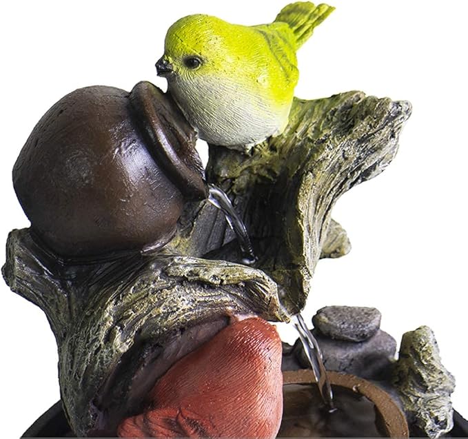 Ferrisland Indoor Tabletop Water Fountain, Desktop & Table Waterfall Fountains, Relaxation Fengshui Home Decor with LED Light for Home Office Bedroom House Warming Gift Idea