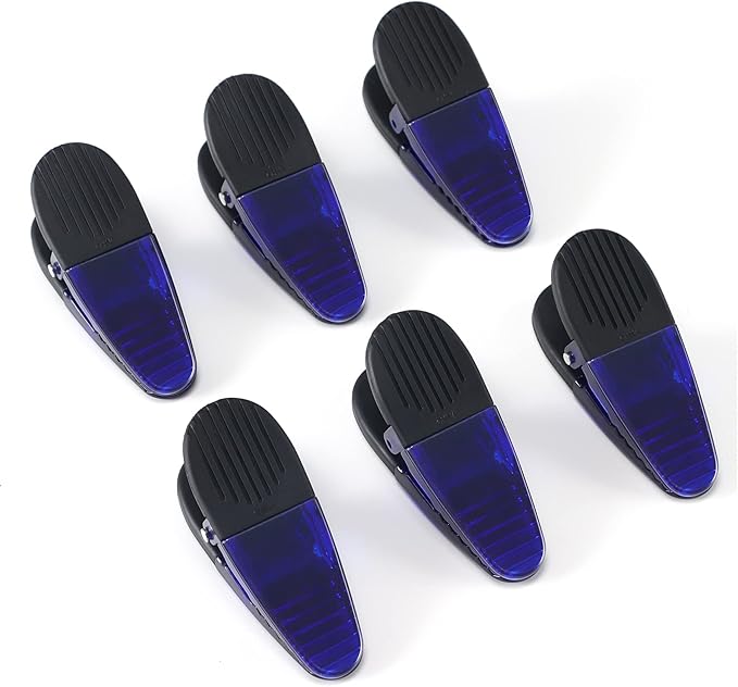 3-1/4" Length Plastic Refrigerator Magnet Clips Set, Multipurpose Clips - Set of 6 (Blue)