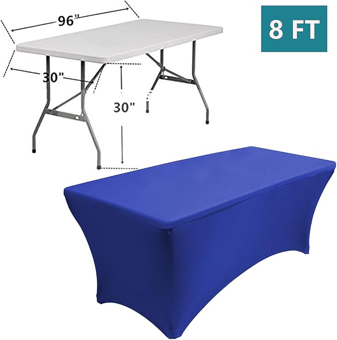 RELIANCER 1 Pack Stretch Spandex Table Covers for Rectangular Tables, 8FT Elastic Fitted Tablecloth, Universal Rectangular Table Cloth Protector for Outdoor Party, Wedding, Bar, Birthday, Banquet, Events