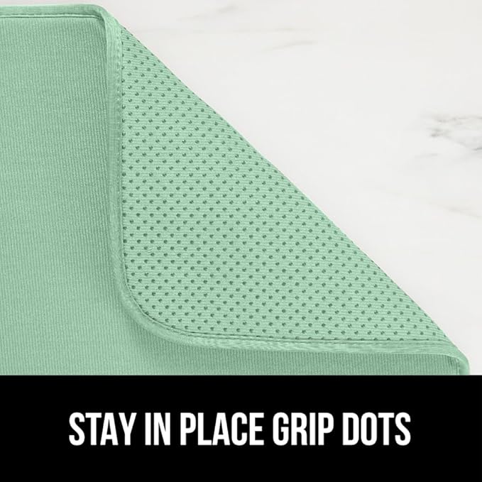 GORILLA GRIP Ultra Water Absorbent Microfiber Dish Drying Mat 2 Pack, Quick Dry Thick Mesh, Slip Resistant Pad for Sink Dishes or Under Rack, Kitchen Counter Accessories, Machine Wash, 18x16, Mint