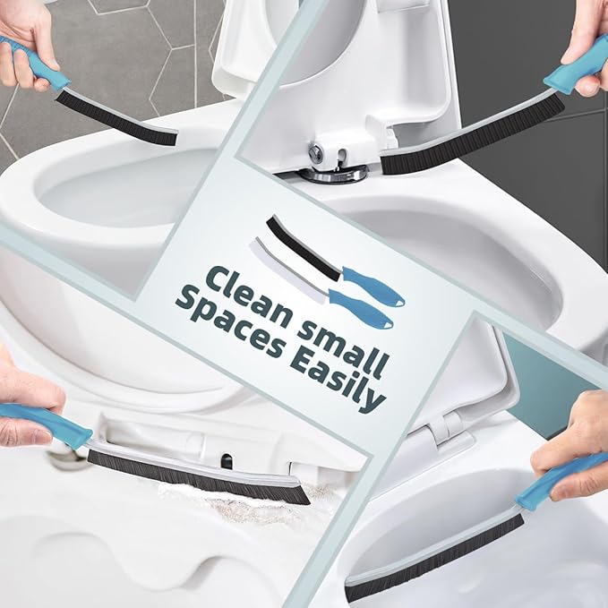 TQRR Toilet Brush, 2 Pcs Bathroom Cleaning Brush, Toilet Scrubber, Deep Toilet Bowl Brush with Hanging Hole, Multifunctional Gap Cleaning Brush, Bristles for Kitchen Sinks, Tub,Shower (6, Light Blue)