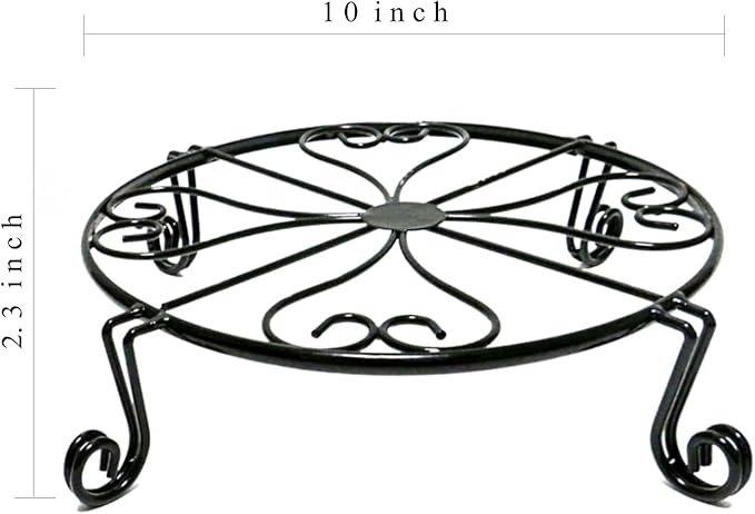 NSYOOMH 1 pack 10"-12" Metal Plant Stand Outdoor, for Flower Pot Heavy Duty Potted Holder Round Wrought Rustproof Iron Planter Stand, plant Stands Indoor Clearance and Outdoor patio - 10 Inches Black