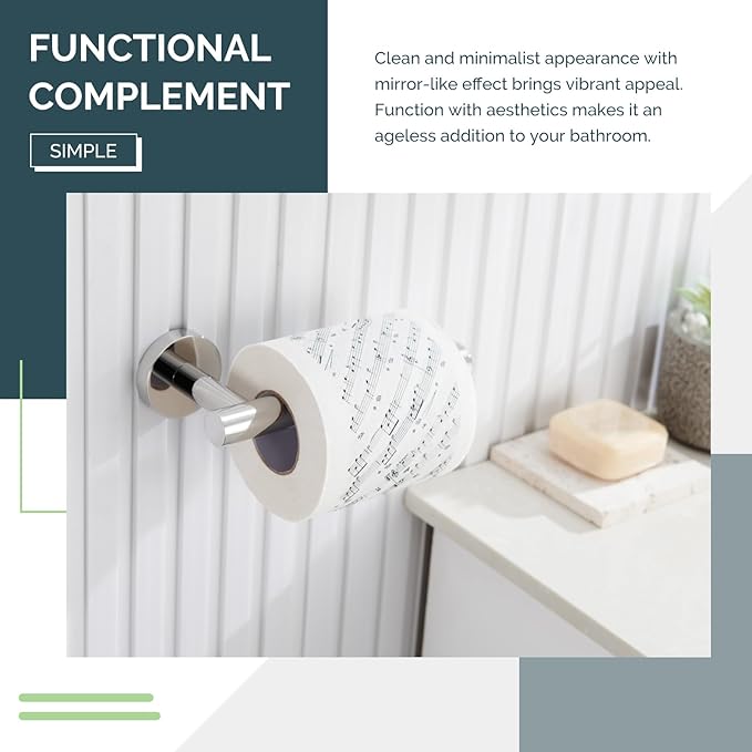 Toilet Paper Holder Polished Chrome, Angle Simple SUS304 Stainless Steel Bathroom Toilet Paper Roll Holder Wall Mount