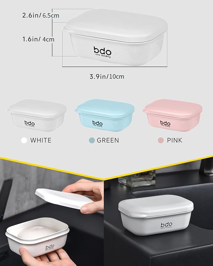 Travel Soap Case, Leakproof Soap Container with Lid, Portable Bar Soap Holder for Traveling, Soap Dishe for Bathroom, Shower, Gym, School, Camping, Vacation, Outdoor (Pink)