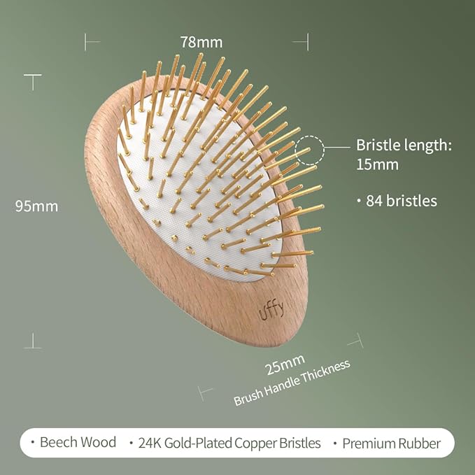 Uffy Acubrusher – Bamboo Bristle Gua Sha Hair Brush - Ergonomic Scalp Massager for Dandruff & Hair Growth, Suitable for All Hair Types - Ideal Gift Choice in Turquoise Blue