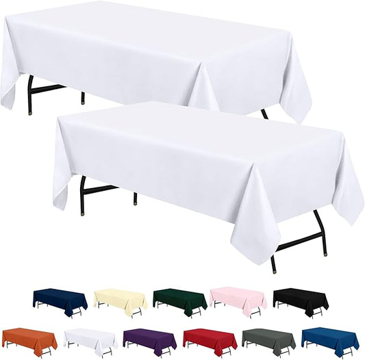 Utopia Kitchen Rectangle Table Cloth 2 Pack(60x102 Inches, White), Tablecloth Machine Washable, Polyester Table Cover for Dining, Buffet Parties, Picnics, Events, Weddings and Restaurants